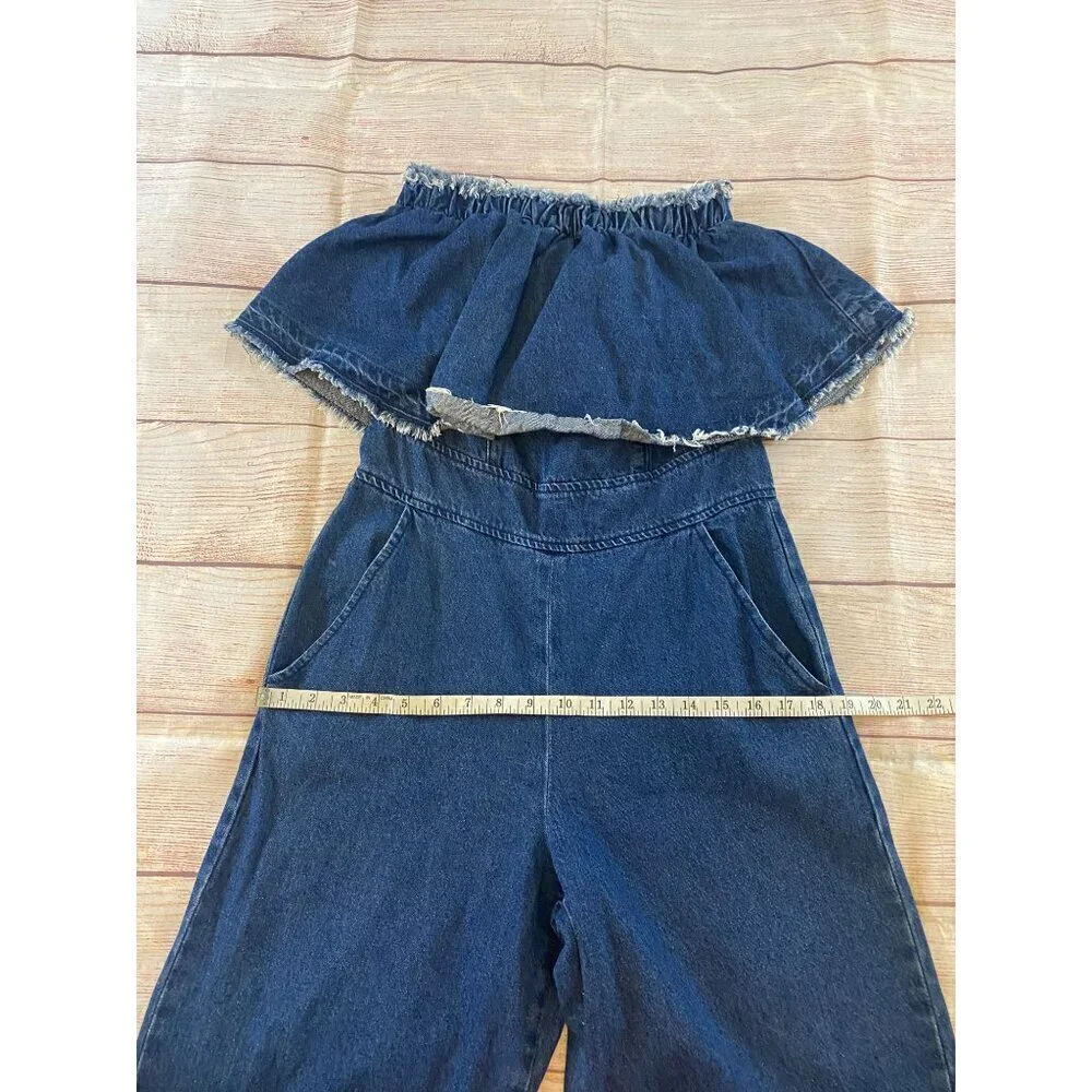 Anthropologie Hei Hei Women's Teirred Denim Crop Jumpsuit - Small - Picture 7 of 15